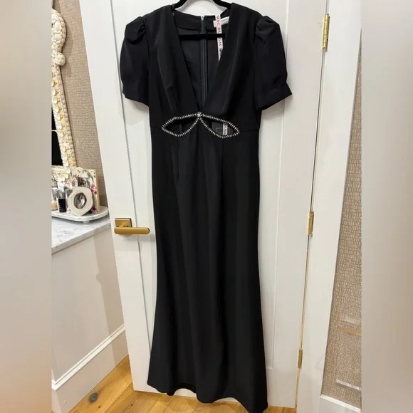 Mac Duggal Black Maxi Dress with Rhinestone Accents - Picture 8 of 9